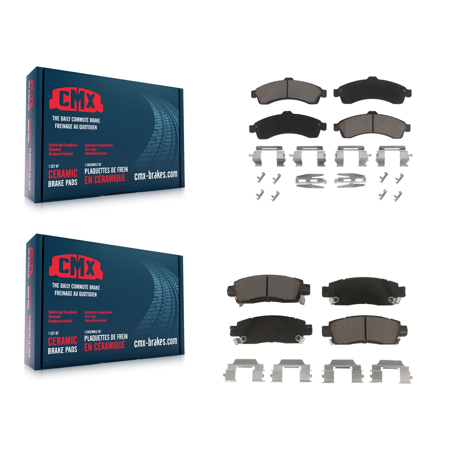 [Avant + Arrière] Kit de plaquette (céramique) de frein pour Chevrolet Trailblazer GMC Envoy EXT XL Buick Rainier Oldsmobile Bravada XUV SSR Isuzu Ascender Saab 9-7x KCX-100060