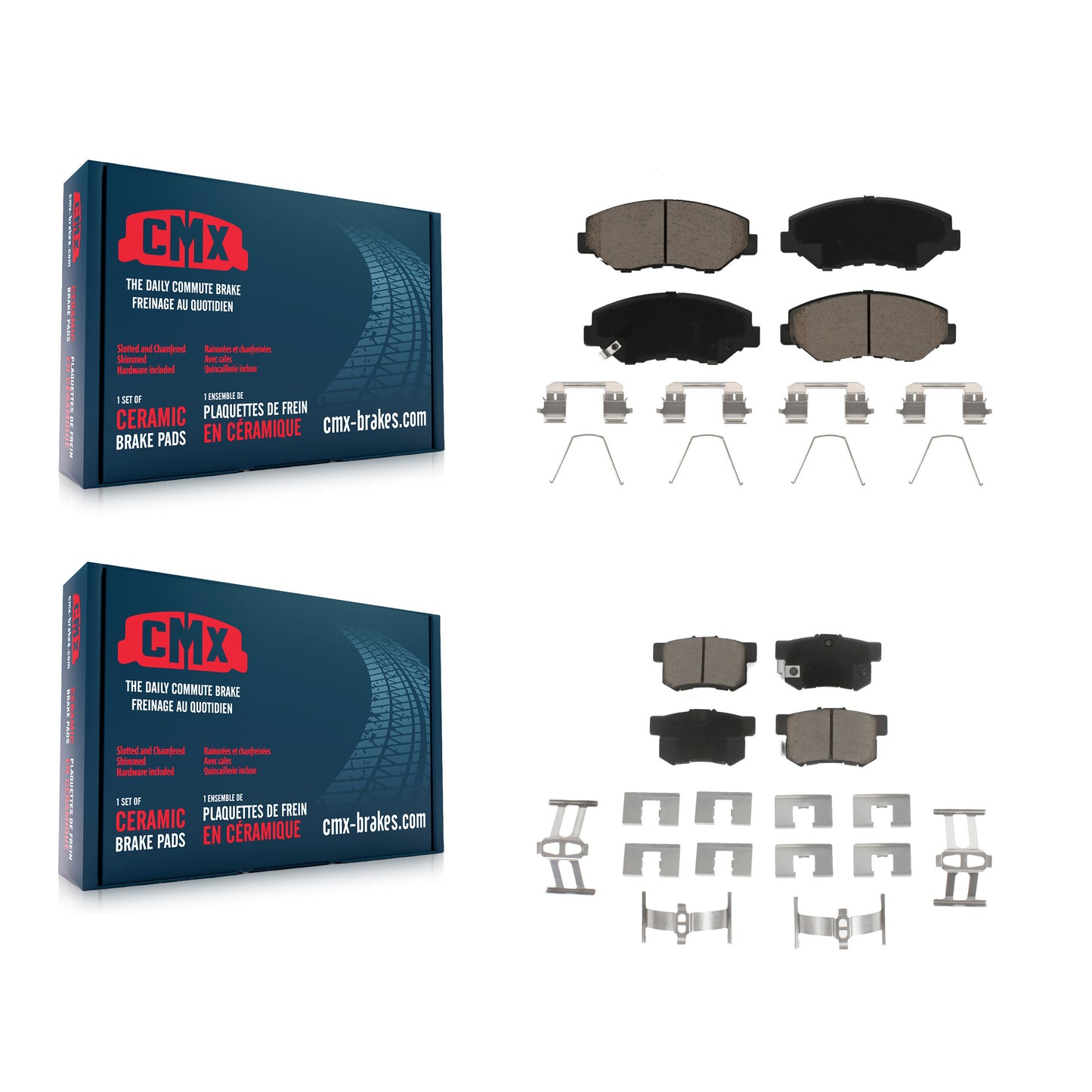 [Avant + Arrière] Kit de plaquette (céramique) de frein pour Honda Accord Civic CR-V Element Acura ILX KCX-100105