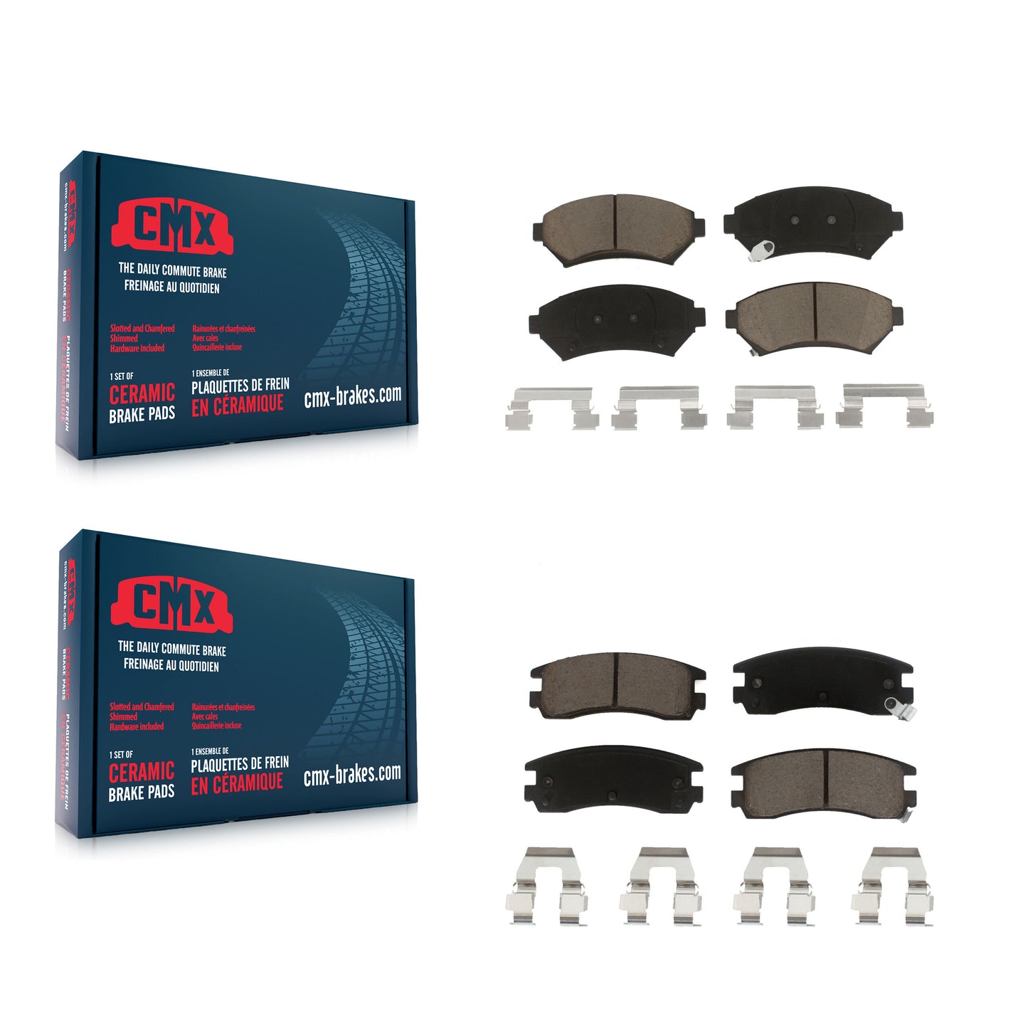[Avant + Arrière] Kit de plaquette (céramique) de frein pour Buick Chevrolet Impala LeSabre Century Pontiac Cadillac DeVille Grand Prix Venture Monte Carlo Park Avenue Regal Bonneville Oldsmobile Montana Intrigue KCX-100124