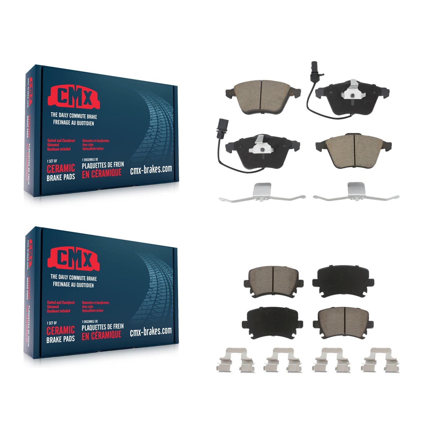 [Avant + Arrière] Kit de plaquette (céramique) de frein pour Volkswagen Audi Passat CC A4 Quattro A6 TT Golf R R32 KCX-100143