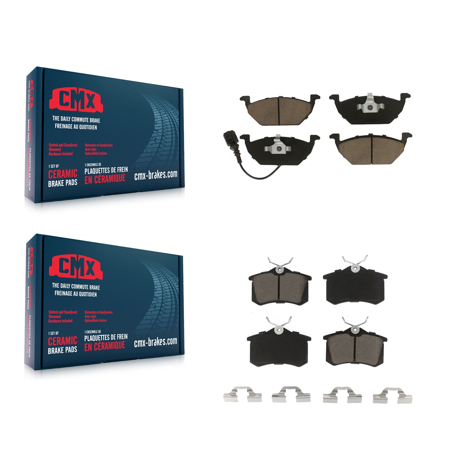 [Avant + Arrière] Kit de plaquette (céramique) de frein pour Volkswagen Jetta Beetle Golf City KCX-100166