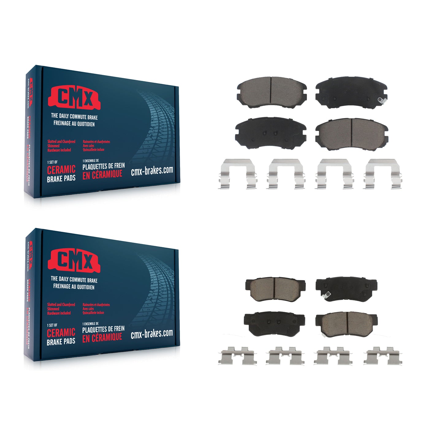 [Avant + Arrière] Kit de plaquette (céramique) de frein pour Hyundai Sonata Kia Elantra Optima Sportage Tucson Azera Magentis KCX-100189