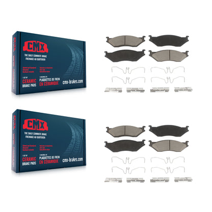 [Avant + Arrière] Kit de plaquette (céramique) de frein pour Ford F-450 Super Duty F-550 F-59 Commercial Stripped Chassis International IC Corporation LCF CF500 CF600 TerraStar AE School Bus E-550 AC F-53 KCX-100228