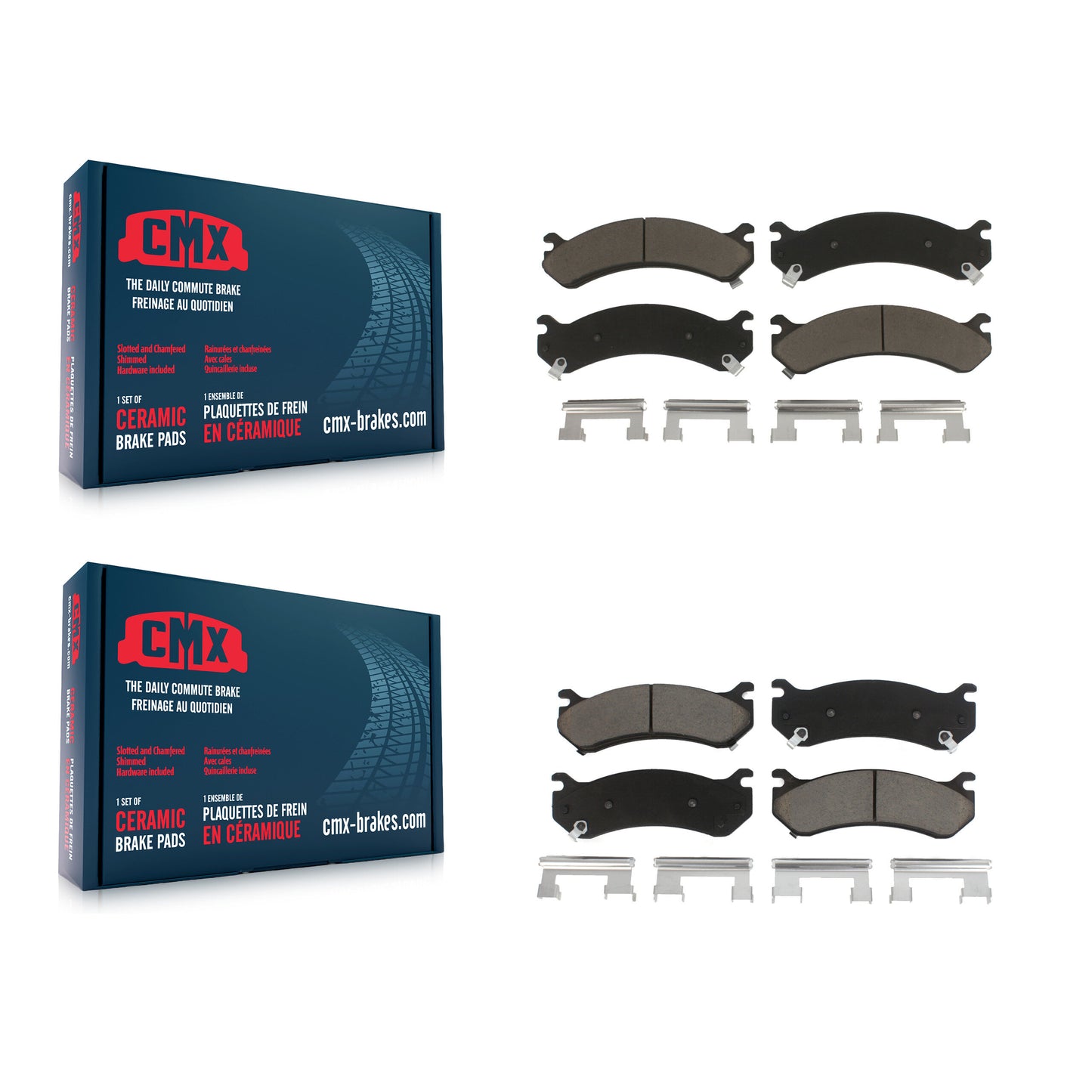 [Avant + Arrière] Kit de plaquette (céramique) de frein pour Chevrolet Silverado 2500 HD GMC Sierra 3500 Hummer H2 Classic 1500 Suburban Yukon XL Avalanche KCX-100353