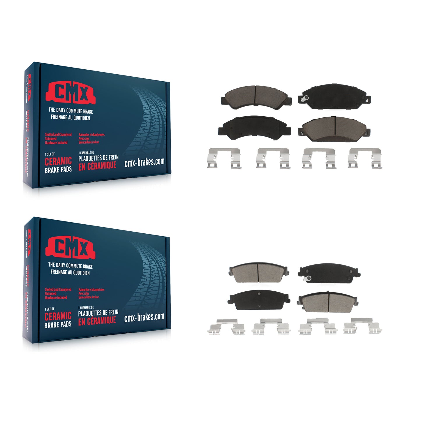 [Avant + Arrière] Kit de plaquette (céramique) de frein pour 2007 Chevrolet Tahoe GMC Suburban 1500 Yukon Cadillac Avalanche XL Escalade ESV EXT KCX-100369