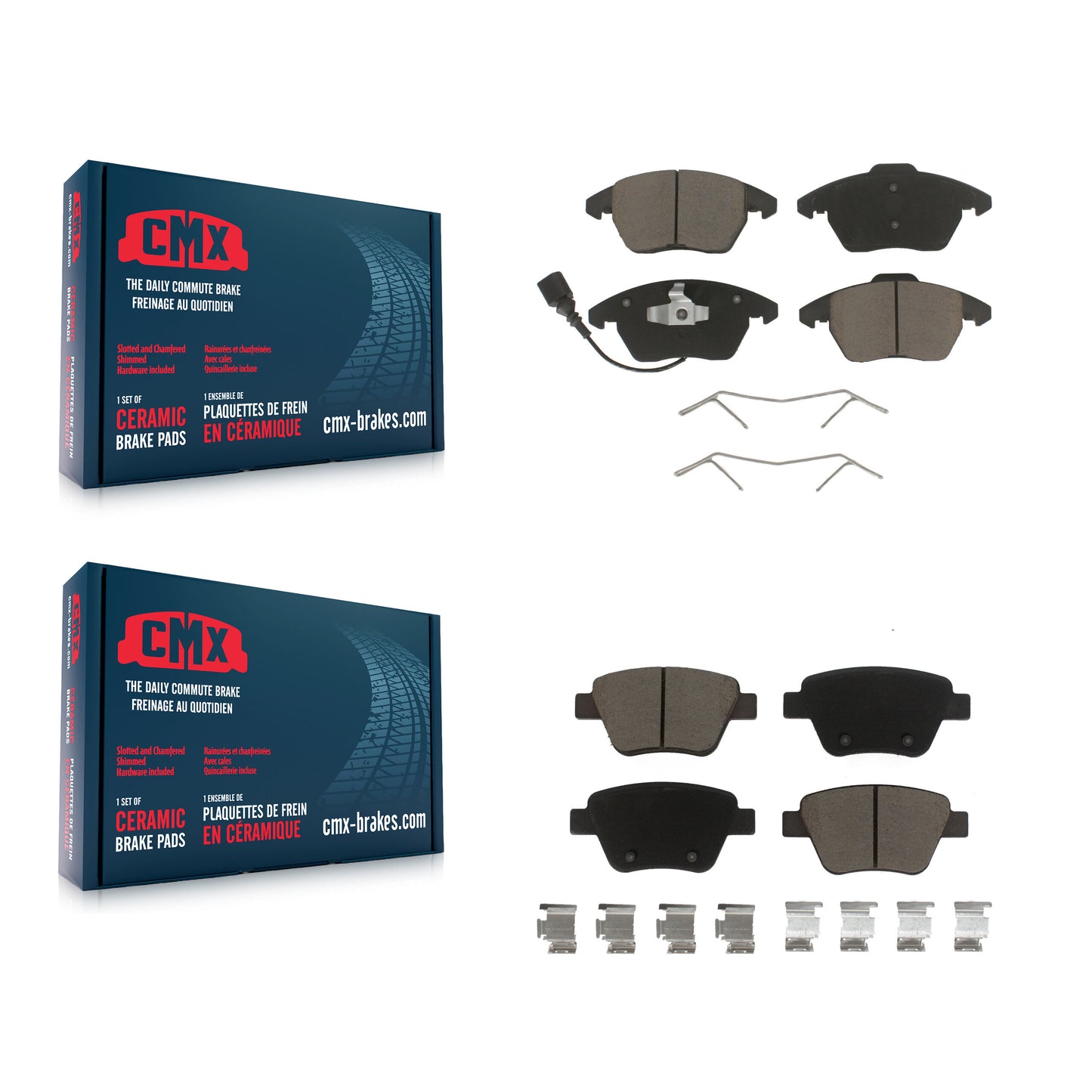 [Avant + Arrière] Kit de plaquette (céramique) de frein pour Volkswagen Jetta Beetle GTI Eos Golf Audi A3 Quattro KCX-100412