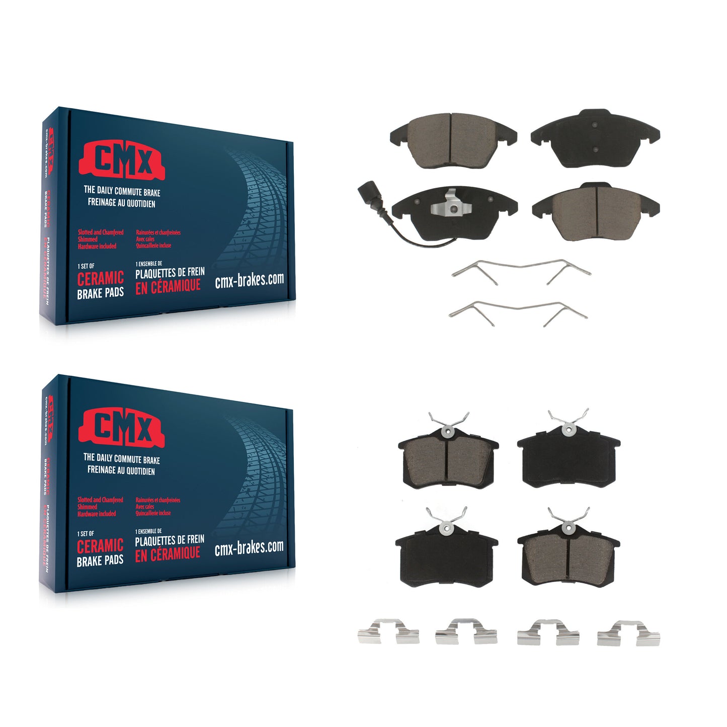 [Avant + Arrière] Kit de plaquette (céramique) de frein pour Volkswagen Jetta Beetle Audi A3 Golf KCX-100413