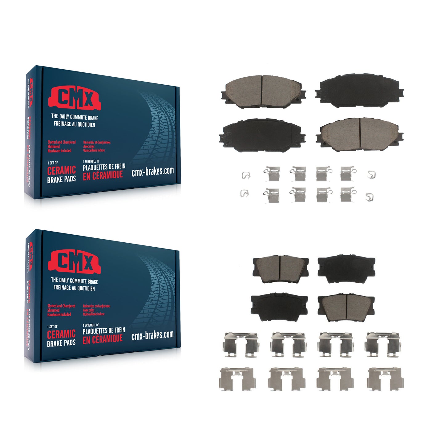 [Avant + Arrière] Kit de plaquette (céramique) de frein pour Toyota RAV4 Matrix Pontiac Vibe KCX-100429