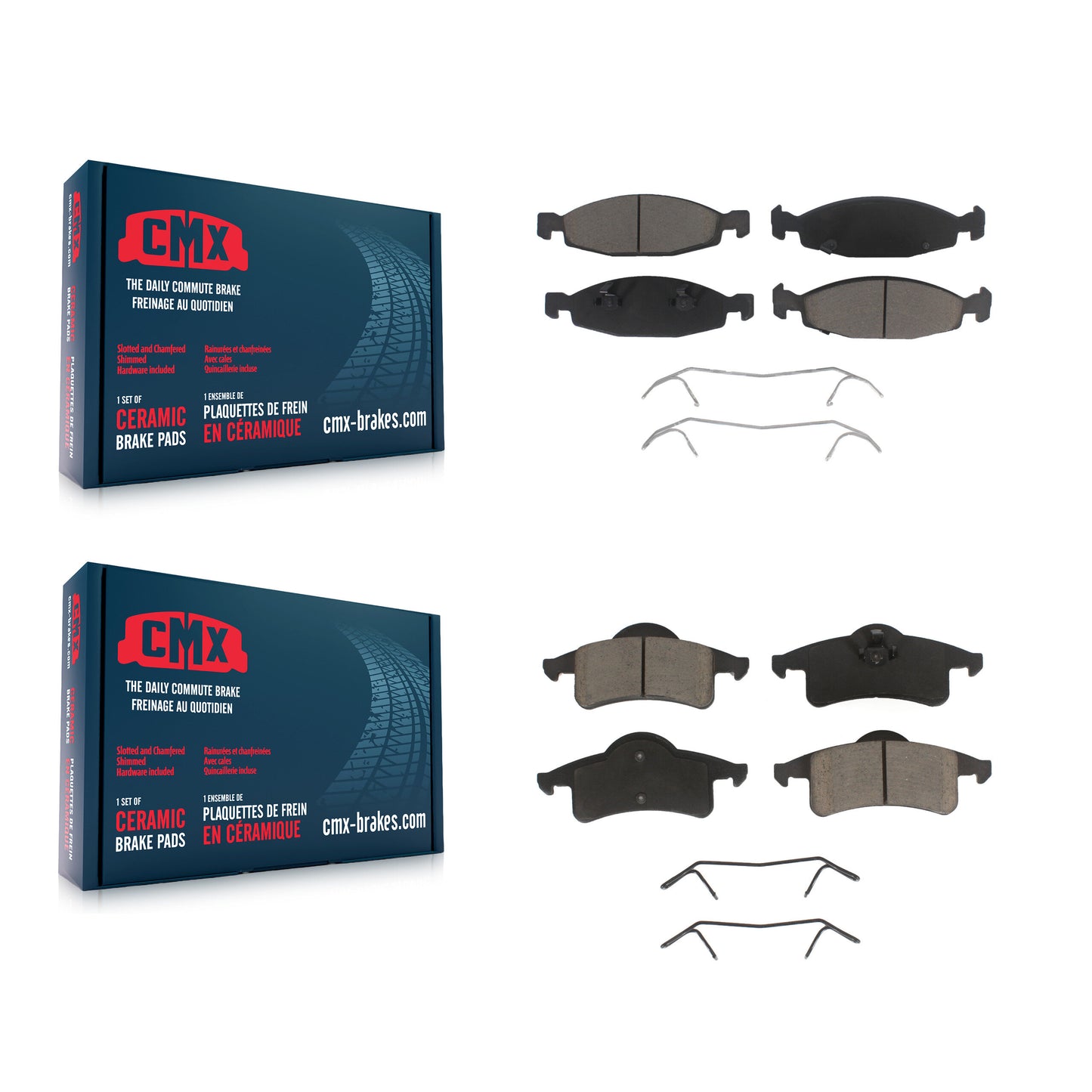 [Avant + Arrière] Kit de plaquette (céramique) de frein pour 1999-2002 Jeep Grand Cherokee avec Teves & ATE Caliper KCX-100446