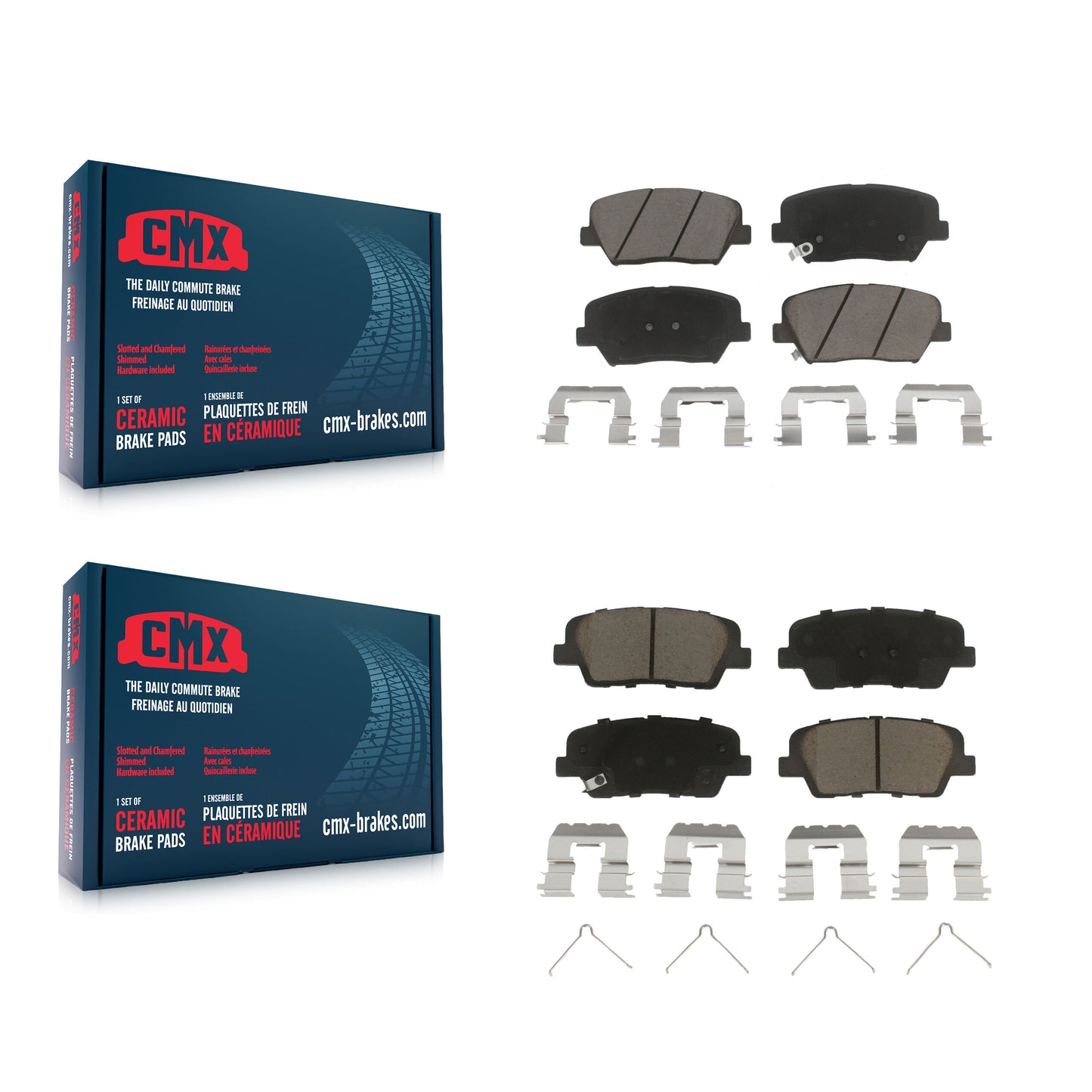 [Avant + Arrière] Kit de plaquette (céramique) de frein pour 2014-2015 Kia Sorento avec Red Painted Calipers KCX-100482