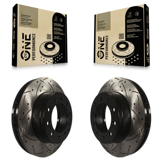 [Avant] Kit de disque (percé rainuré revêtu) de frein pour Ford F-350 Super Duty F-250 F-450 F-550 International CF500 CF600 KD-100010