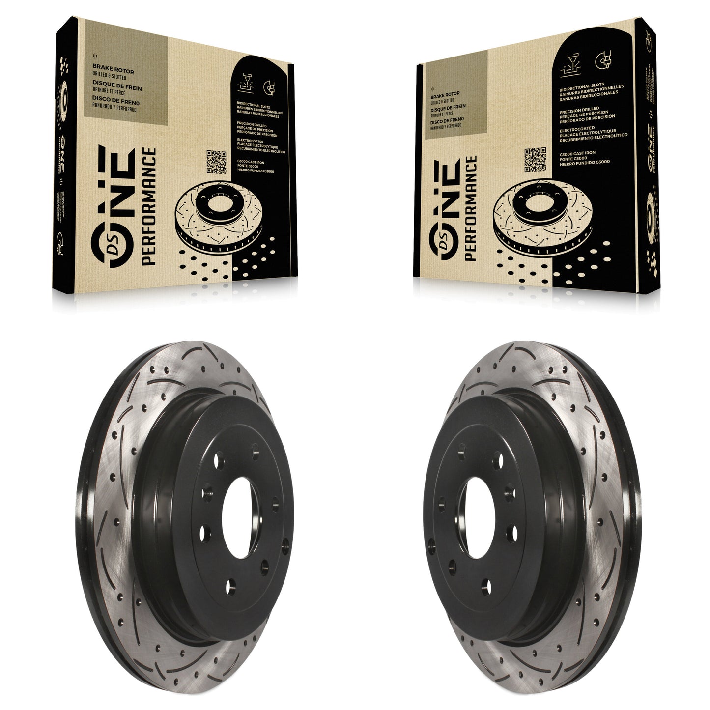 [Arrière] Kit de disque (percé rainuré revêtu) de frein pour Chevrolet Traverse GMC Acadia Buick Enclave Saturn Outlook Limited KD-100107