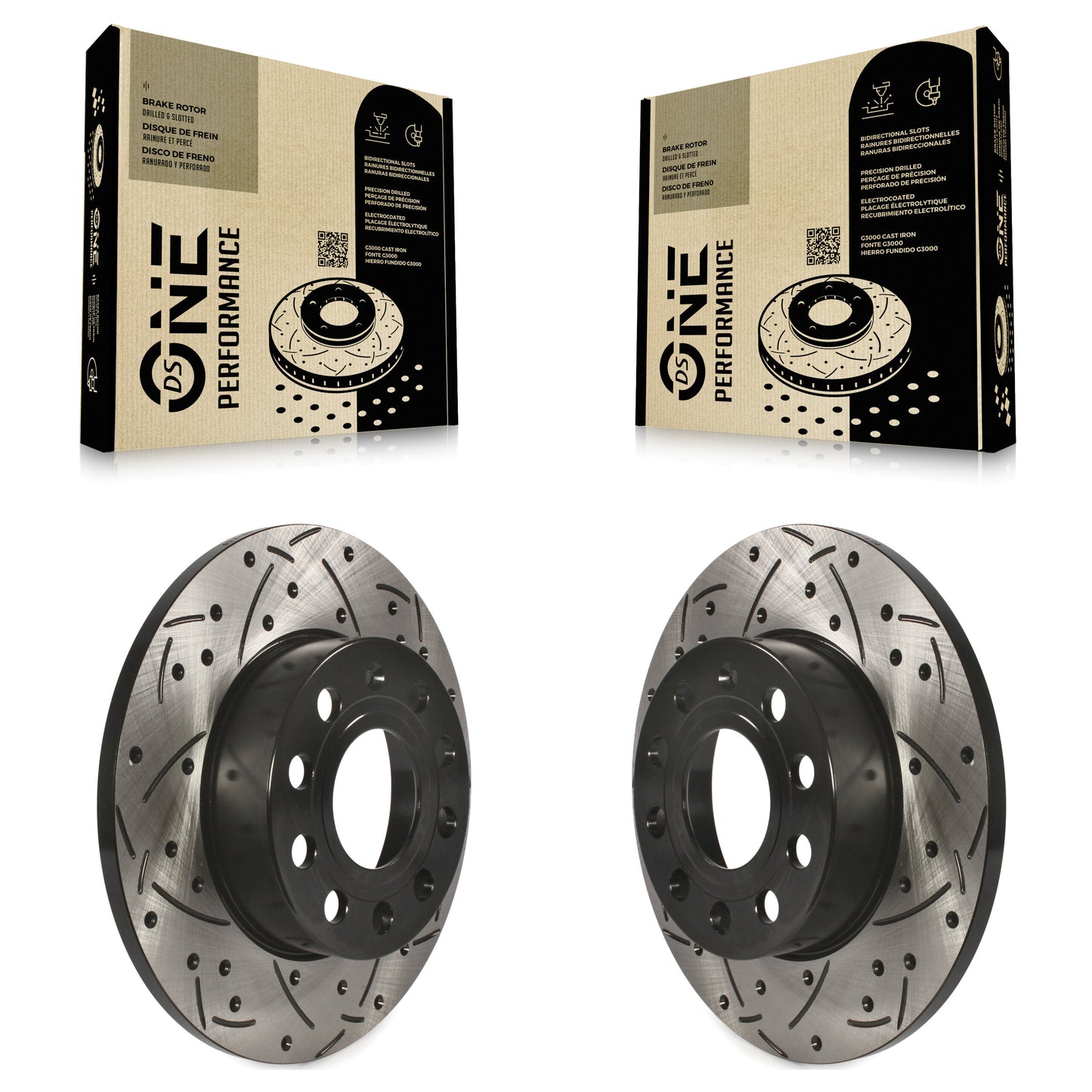 [Arrière] Kit de disque (percé rainuré revêtu) de frein pour Volkswagen Jetta Rabbit Audi A3 Golf Quattro KD-100154