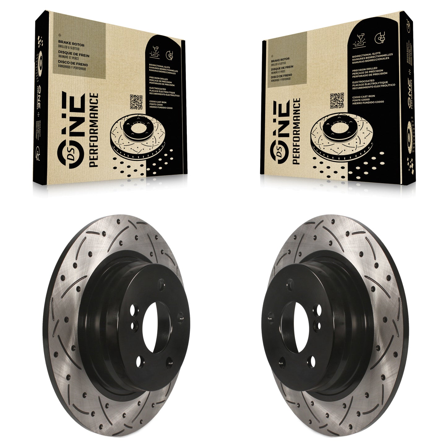 [Arrière] Kit de disque (percé rainuré revêtu) de frein pour Mercedes-Benz C300 C250 C230 KD-100169