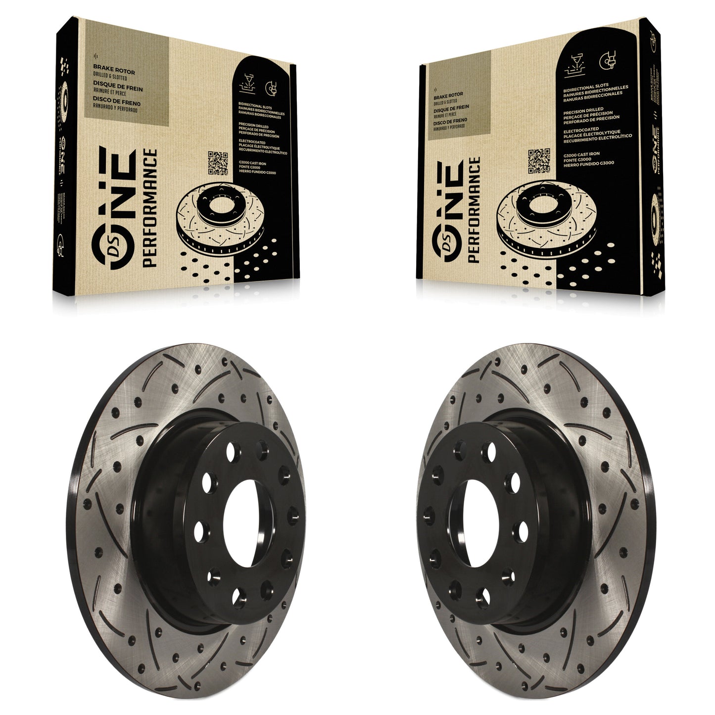 [Arrière] Kit de disque (percé rainuré revêtu) de frein pour Volkswagen Jetta Passat GTI Audi Golf Beetle A3 SportWagen Quattro Eos Alltrack e-Golf Sportback e-tron Taos KD-100177
