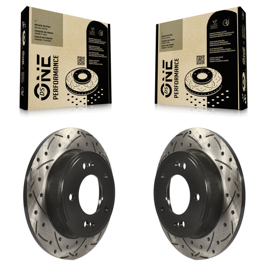 [Arrière] Kit de disque (percé rainuré revêtu) de frein pour Hyundai Elantra Kia Soul Forte Veloster GT Kona Forte5 Coupe Koup Venue Seltos KD-100184