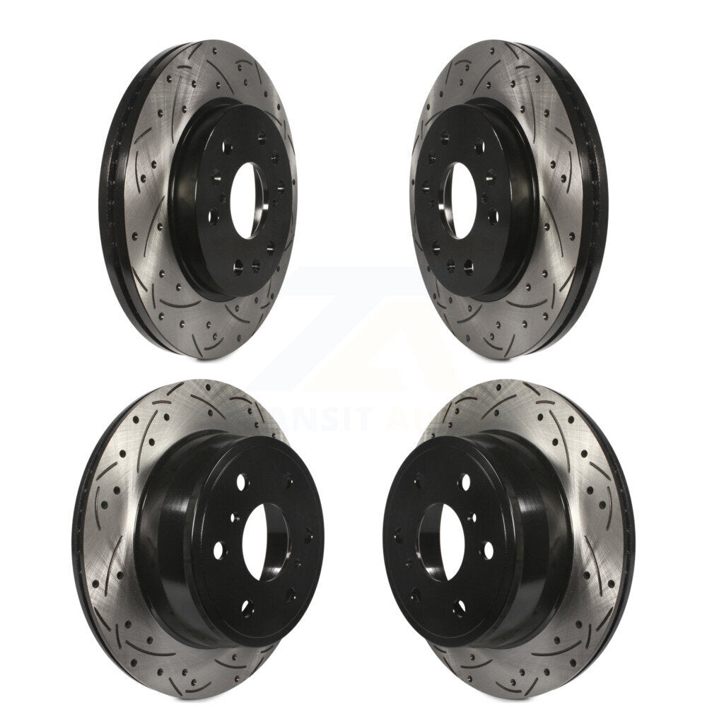 [Avant + Arrière] Kit de disque (percé rainuré revêtu) de frein pour Chevrolet Silverado 1500 GMC Sierra Tahoe Yukon Cadillac Suburban Escalade XL Avalanche ESV EXT KD-100206