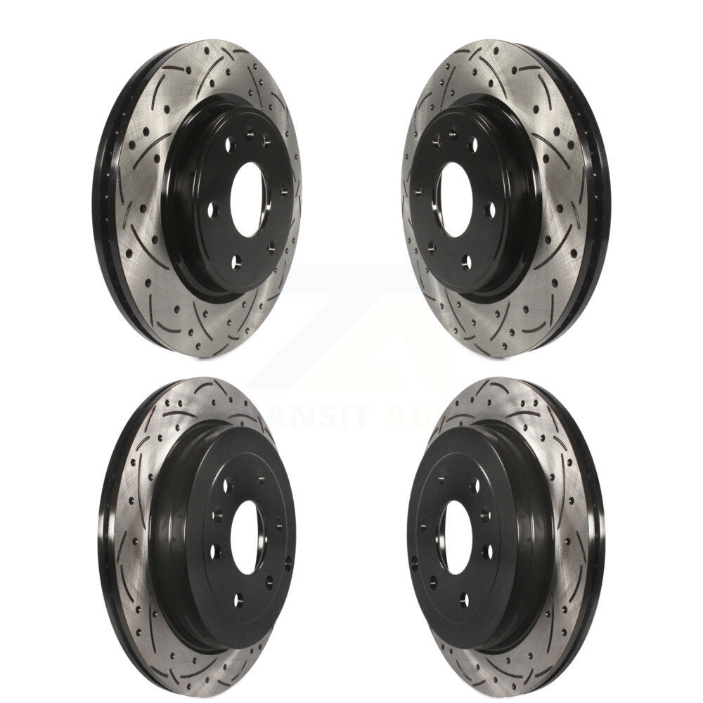 [Avant + Arrière] Kit de disque (percé rainuré revêtu) de frein pour Chevrolet Traverse GMC Acadia Buick Enclave Saturn Outlook Limited KD-100207
