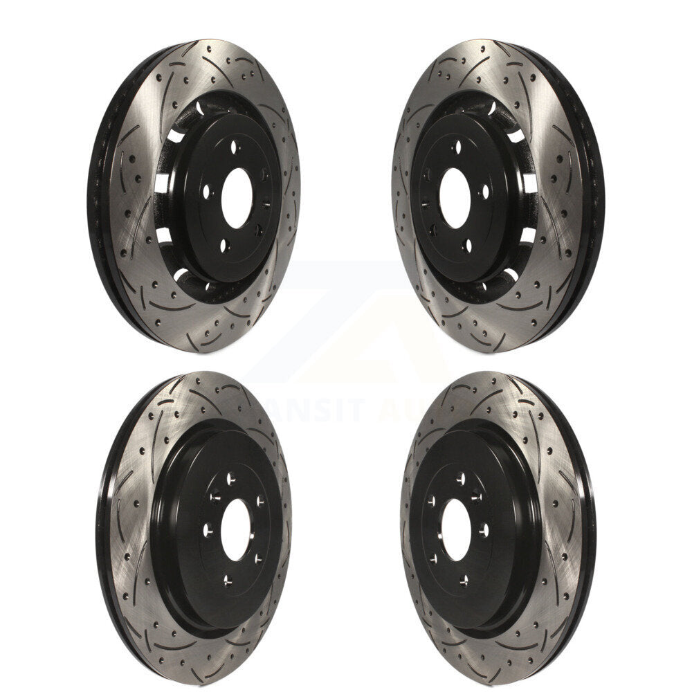 [Avant + Arrière] Kit de disque (percé rainuré revêtu) de frein pour Ford Explorer Taurus Flex Police Interceptor Utility Sedan Lincoln MKS MKT Special Service KD-100232