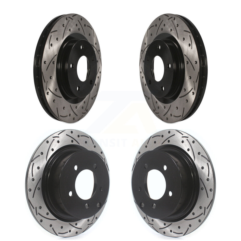 [Avant + Arrière] Kit de disque (percé rainuré revêtu) de frein pour Jeep Patriot Compass Chrysler Dodge Avenger Mitsubishi Sebring Lancer 200 Outlander Sport RVR KD-100249
