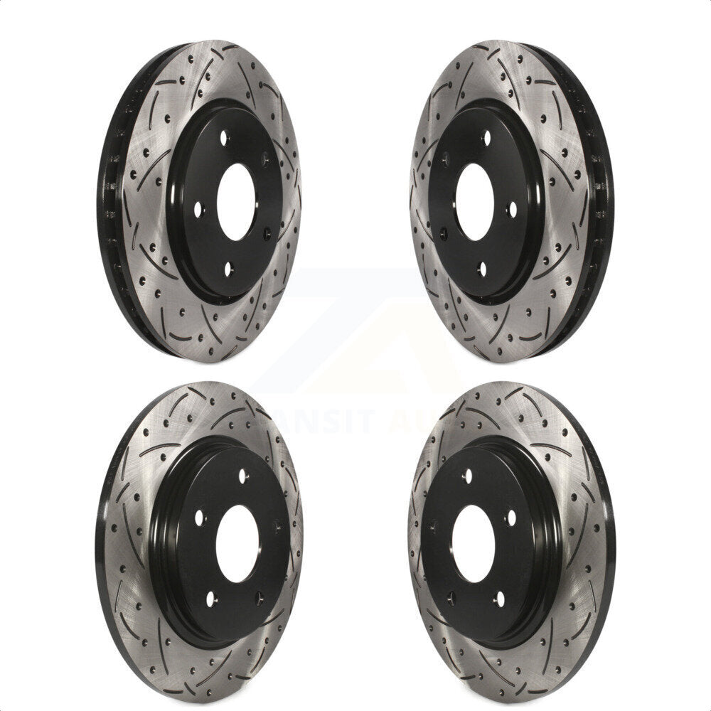 [Avant + Arrière] Kit de disque (percé rainuré revêtu) de frein pour Dodge Grand Caravan Chrysler Town & Country Journey Volkswagen Routan Ram C/V KD-100253 par DS-One