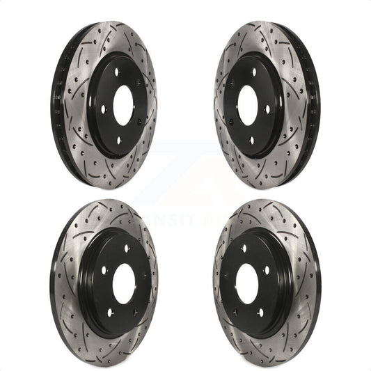 [Avant + Arrière] Kit de disque (percé rainuré revêtu) de frein pour Dodge Grand Caravan Chrysler Town & Country Journey Volkswagen Routan Ram C/V KD-100253 par DS-One