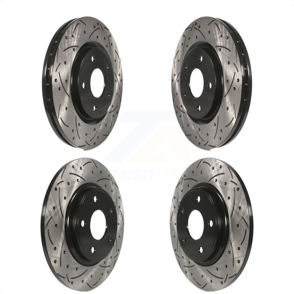 [Avant + Arrière] Kit de disque (percé rainuré revêtu) de frein pour Dodge Grand Caravan Journey Chrysler Town & Country Ram C/V Volkswagen Routan KD-100257 par DS-One