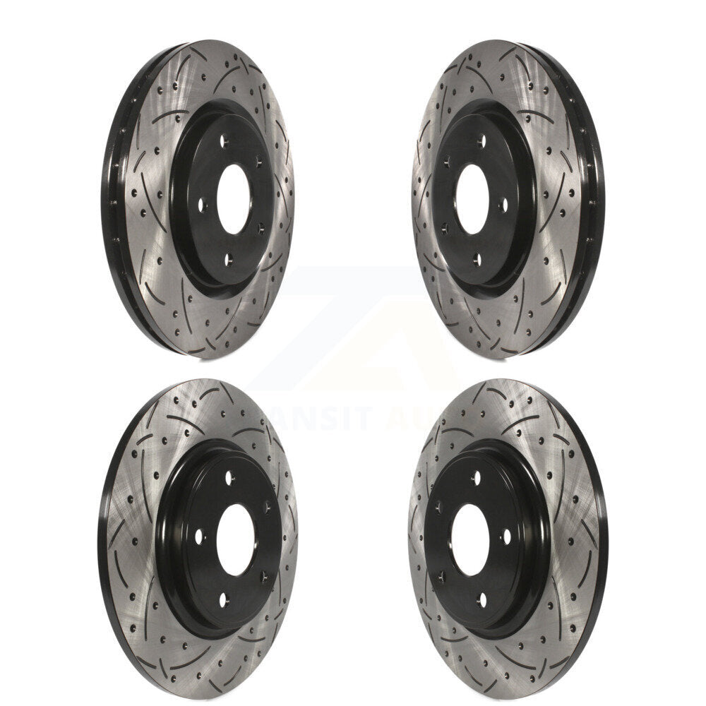 [Avant + Arrière] Kit de disque (percé rainuré revêtu) de frein pour Dodge Grand Caravan Journey Chrysler Town & Country Ram C/V Volkswagen Routan KD-100257