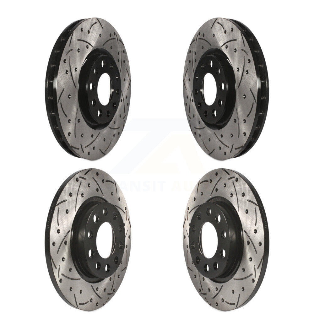 [Avant + Arrière] Kit de disque (percé rainuré revêtu) de frein pour 2015-2017 Chrysler 200 avec 305mm Diameter Rotor KD-100259