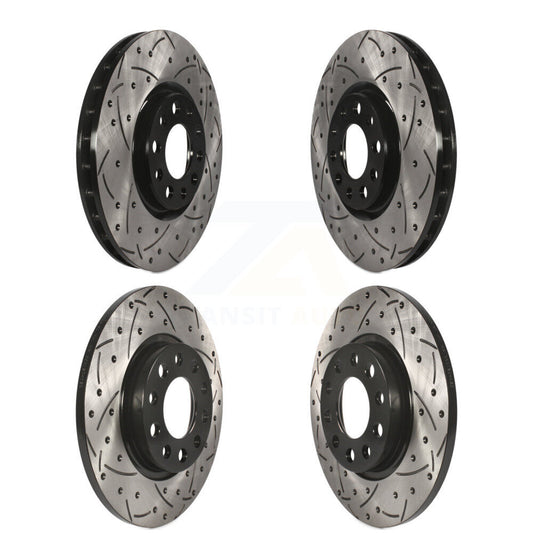 [Avant + Arrière] Kit de disque (percé rainuré revêtu) de frein pour 2015-2017 Chrysler 200 avec 305mm Diameter Rotor KD-100259