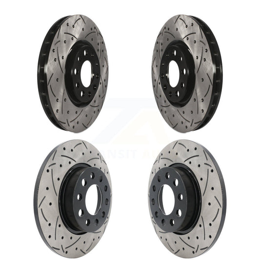 [Avant + Arrière] Kit de disque (percé rainuré revêtu) de frein pour Jeep Renegade Compass Fiat 500X KD-100260