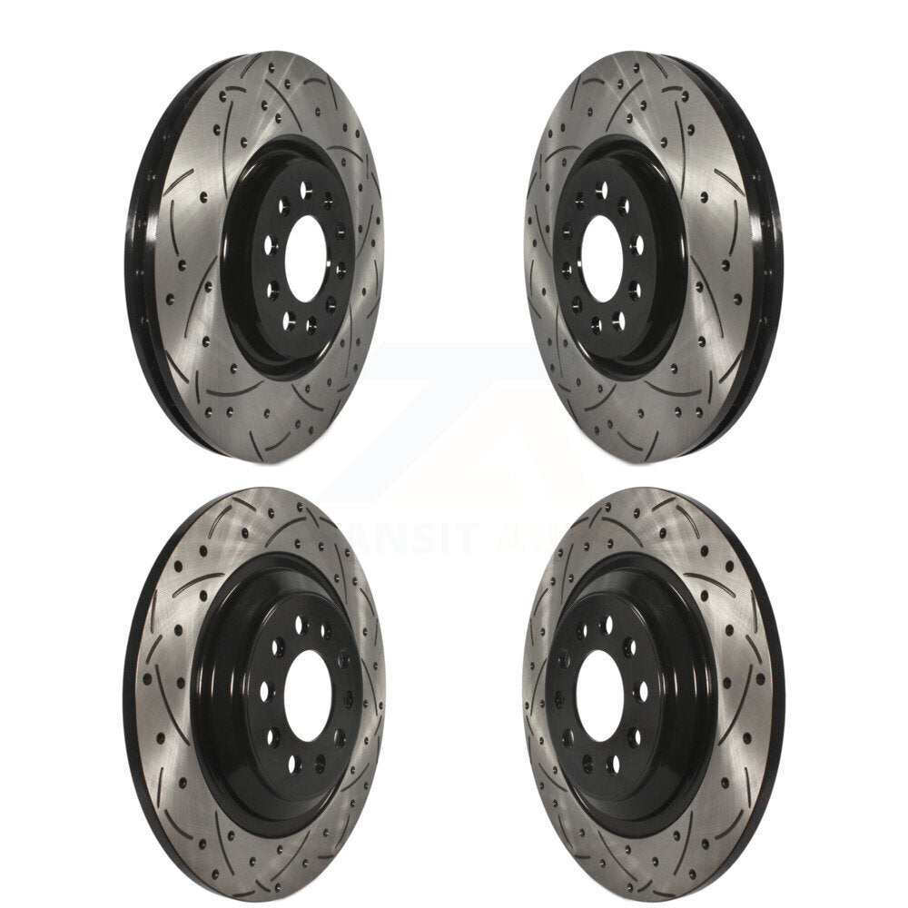 [Avant + Arrière] Kit de disque (percé rainuré revêtu) de frein pour 2014-2021 Jeep Cherokee avec Dual Piston Caliper KD-100262