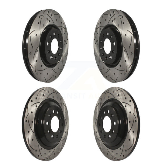 [Avant + Arrière] Kit de disque (percé rainuré revêtu) de frein pour 2014-2021 Jeep Cherokee avec Dual Piston Caliper KD-100262