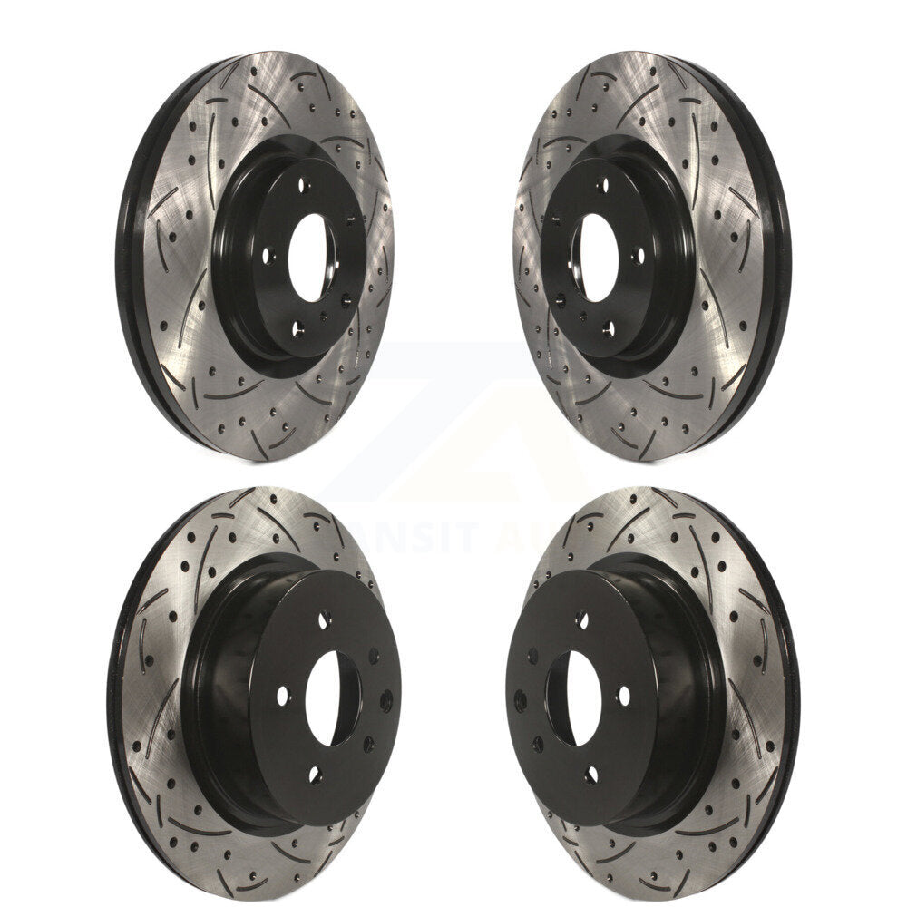 [Avant + Arrière] Kit de disque (percé rainuré revêtu) de frein pour Nissan INFINITI Maxima G37 G35 M35 350Z EX35 370Z G25 M45 Q40 QX50 EX37 KD-100269