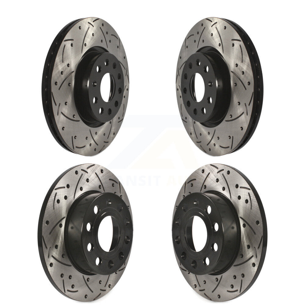[Avant + Arrière] Kit de disque (percé rainuré revêtu) de frein pour 2008 Audi A3 Quattro KD-100278