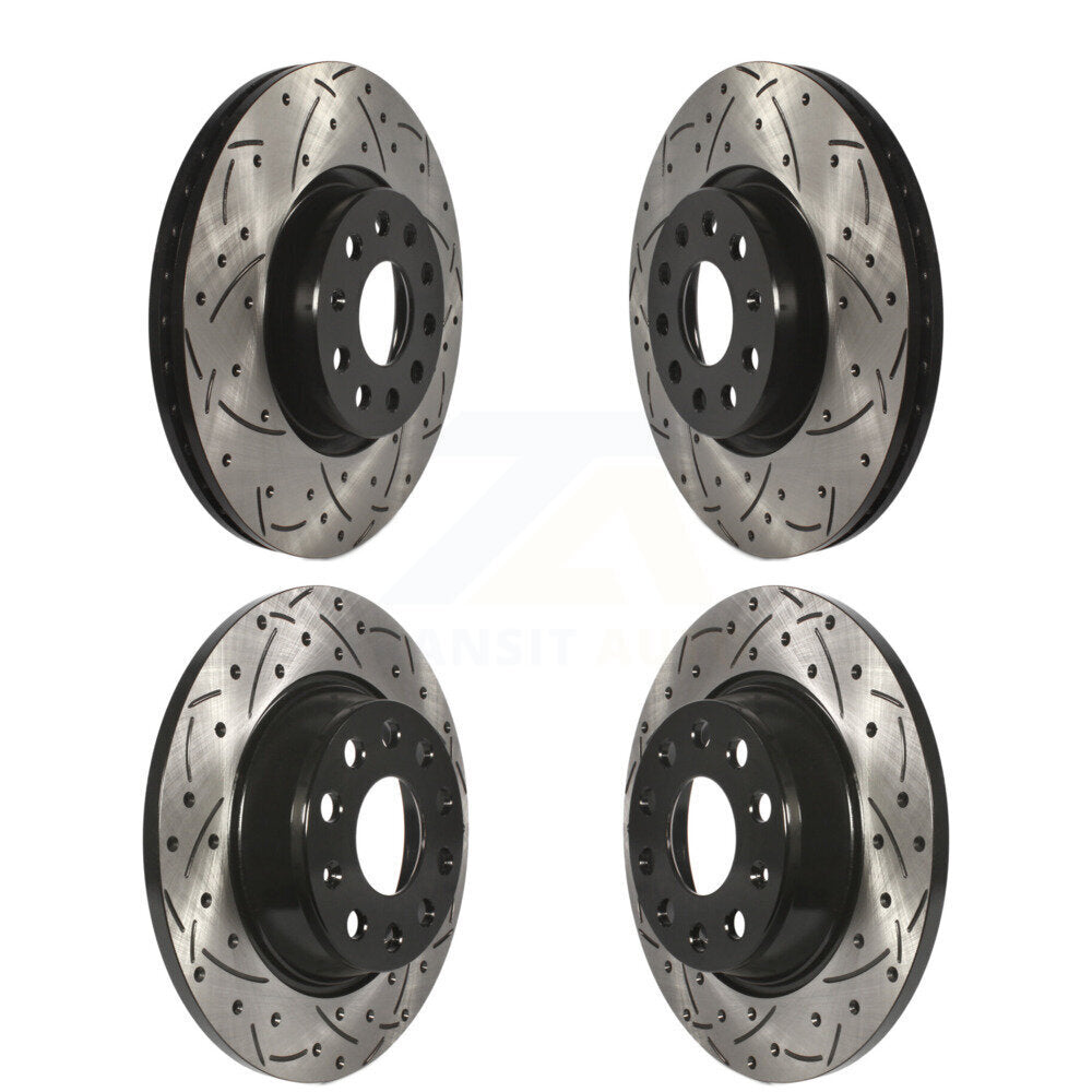 [Avant + Arrière] Kit de disque (percé rainuré revêtu) de frein pour Volkswagen Tiguan CC Passat GTI Audi Q3 Limited A3 Quattro KD-100279