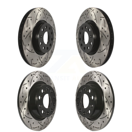 [Avant + Arrière] Kit de disque (percé rainuré revêtu) de frein pour Volkswagen Tiguan CC Passat GTI Audi Q3 Limited A3 Quattro KD-100279