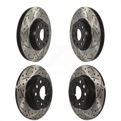 [Avant + Arrière] Kit de disque (percé rainuré revêtu) de frein pour Volkswagen Passat GTI Audi A3 Beetle Quattro Golf Alltrack Sportback e-tron Taos KD-100280 par DS-One