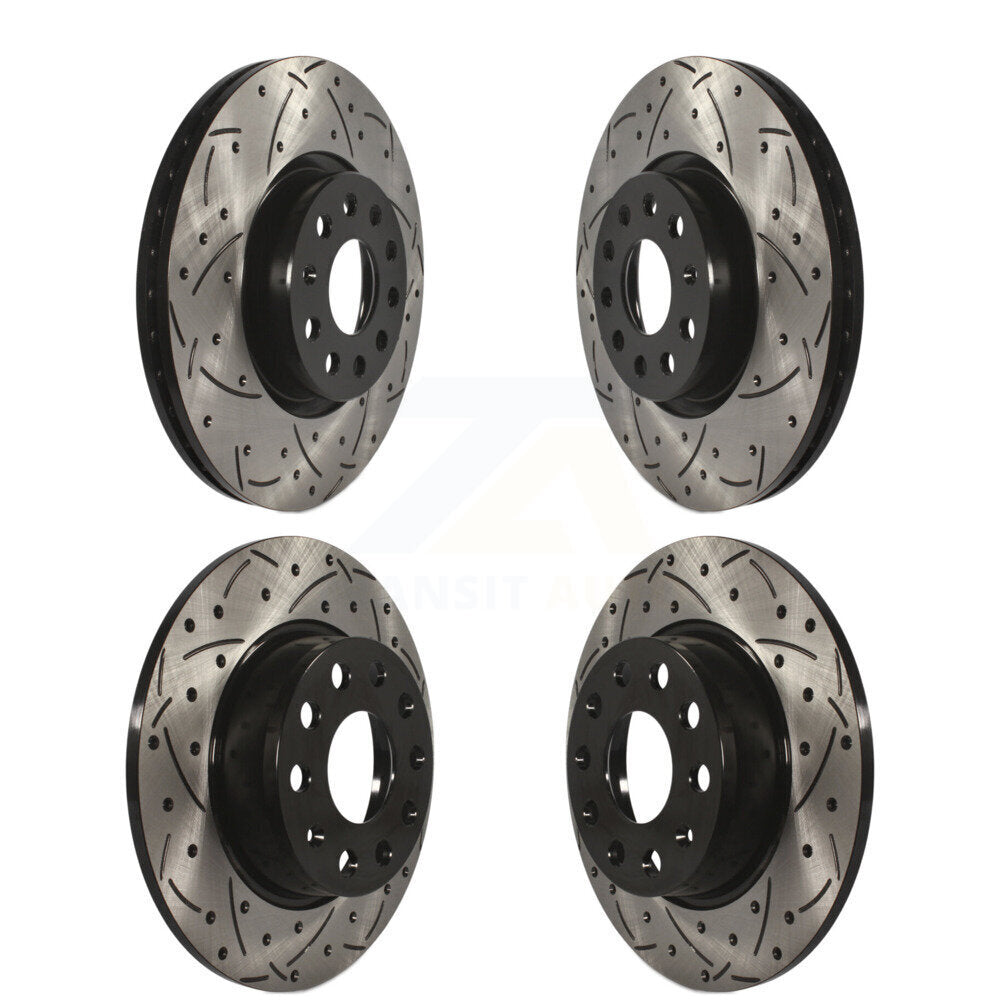 [Avant + Arrière] Kit de disque (percé rainuré revêtu) de frein pour Volkswagen Passat GTI Audi A3 Beetle Quattro Golf Alltrack Sportback e-tron Taos KD-100280