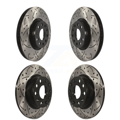 [Avant + Arrière] Kit de disque (percé rainuré revêtu) de frein pour Volkswagen Passat GTI Audi A3 Beetle Quattro Golf Alltrack Sportback e-tron Taos KD-100280