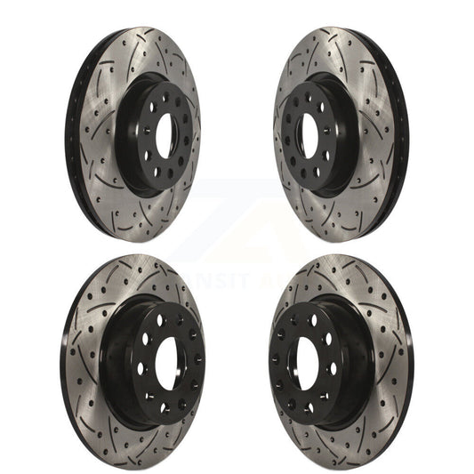[Avant + Arrière] Kit de disque (percé rainuré revêtu) de frein pour Volkswagen Passat GTI Audi A3 Beetle Quattro Golf Alltrack Sportback e-tron Taos KD-100280