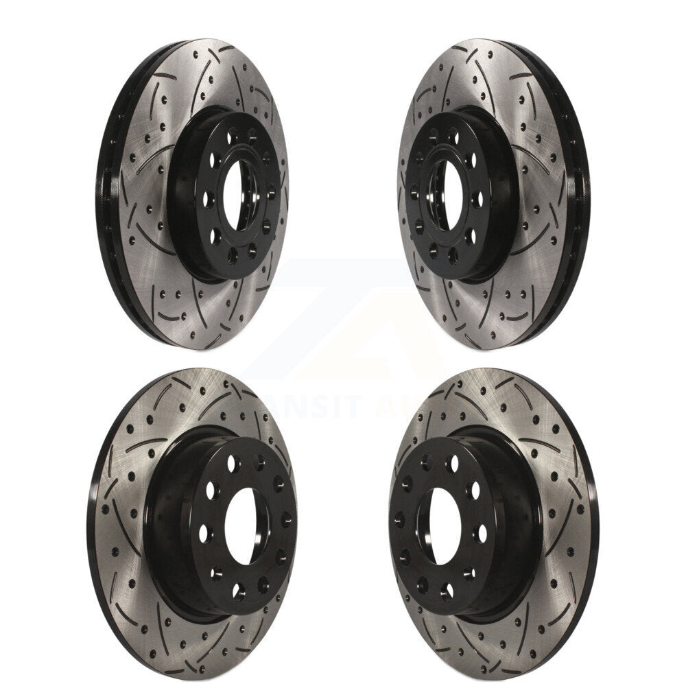 [Avant + Arrière] Kit de disque (percé rainuré revêtu) de frein pour Volkswagen Audi Beetle A3 Golf SportWagen Quattro e-Golf Taos KD-100284