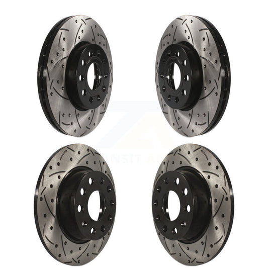 [Avant + Arrière] Kit de disque (percé rainuré revêtu) de frein pour Volkswagen Audi Beetle A3 Golf SportWagen Quattro e-Golf Taos KD-100284