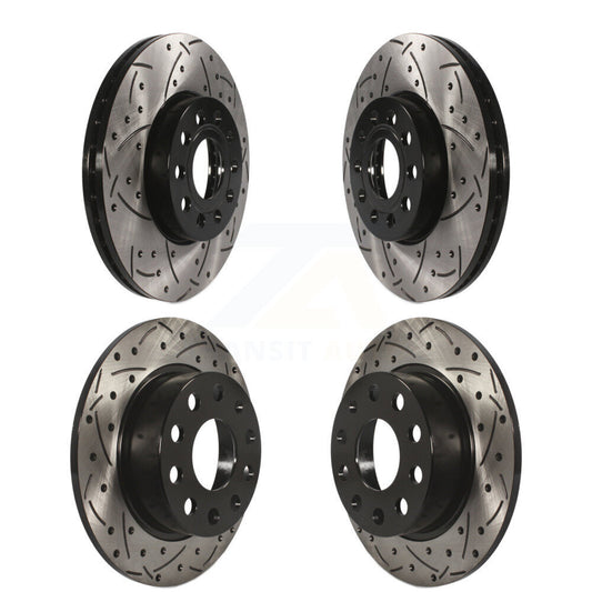 [Avant + Arrière] Kit de disque (percé rainuré revêtu) de frein pour Volkswagen Jetta Beetle Golf SportWagen KD-100285