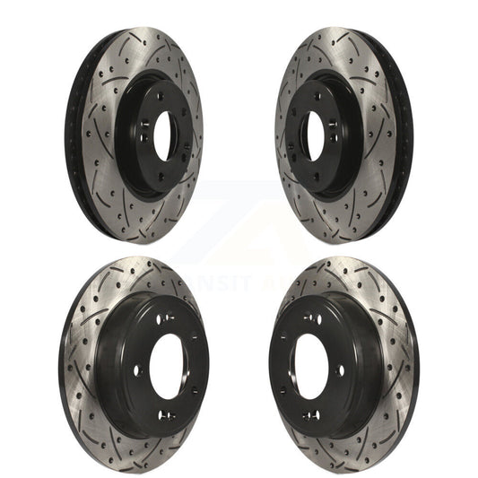 [Avant + Arrière] Kit de disque (percé rainuré revêtu) de frein pour Kia Forte Hyundai Veloster Forte5 Koup KD-100286