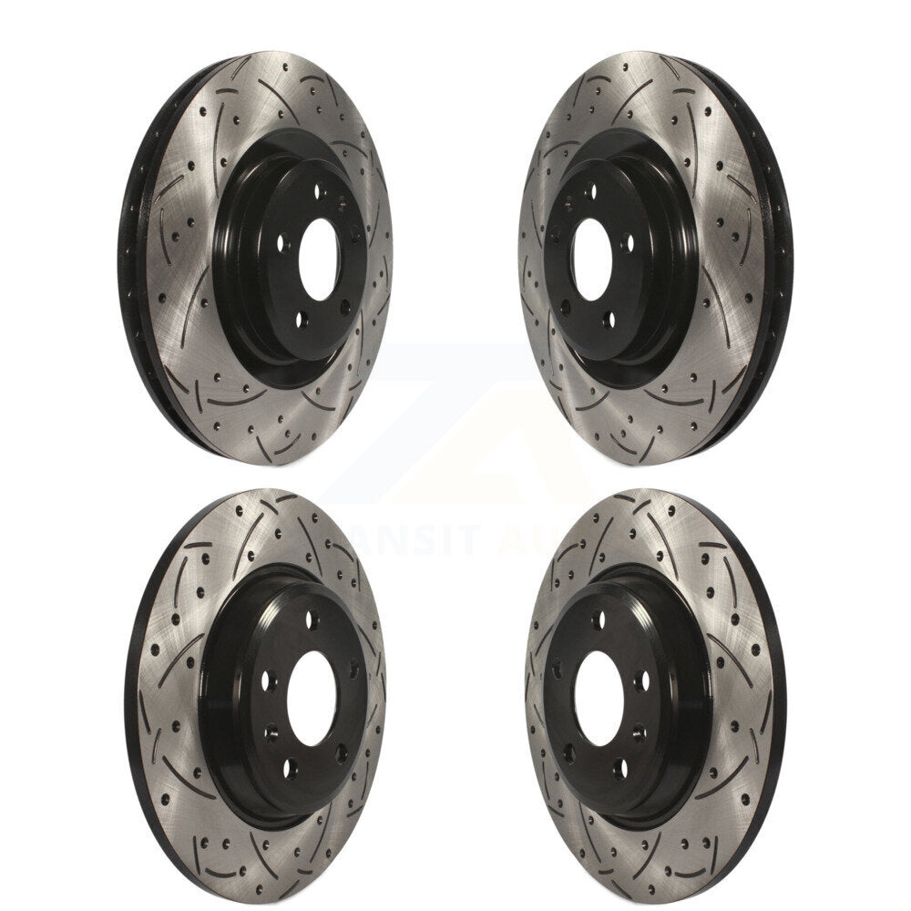 [Avant + Arrière] Kit de disque (percé rainuré revêtu) de frein pour Audi Q5 A6 avec 345mm Diameter Rotor KD-100318