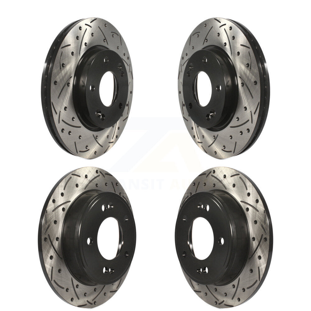 [Avant + Arrière] Kit de disque (percé rainuré revêtu) de frein pour Hyundai Elantra Kia Soul Forte Veloster GT Kona Forte5 Coupe Koup Venue Seltos KD-100330