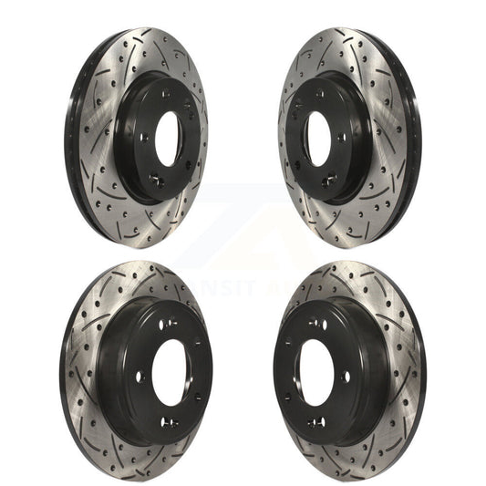 [Avant + Arrière] Kit de disque (percé rainuré revêtu) de frein pour Hyundai Elantra Kia Soul Forte Veloster GT Kona Forte5 Coupe Koup Venue Seltos KD-100330