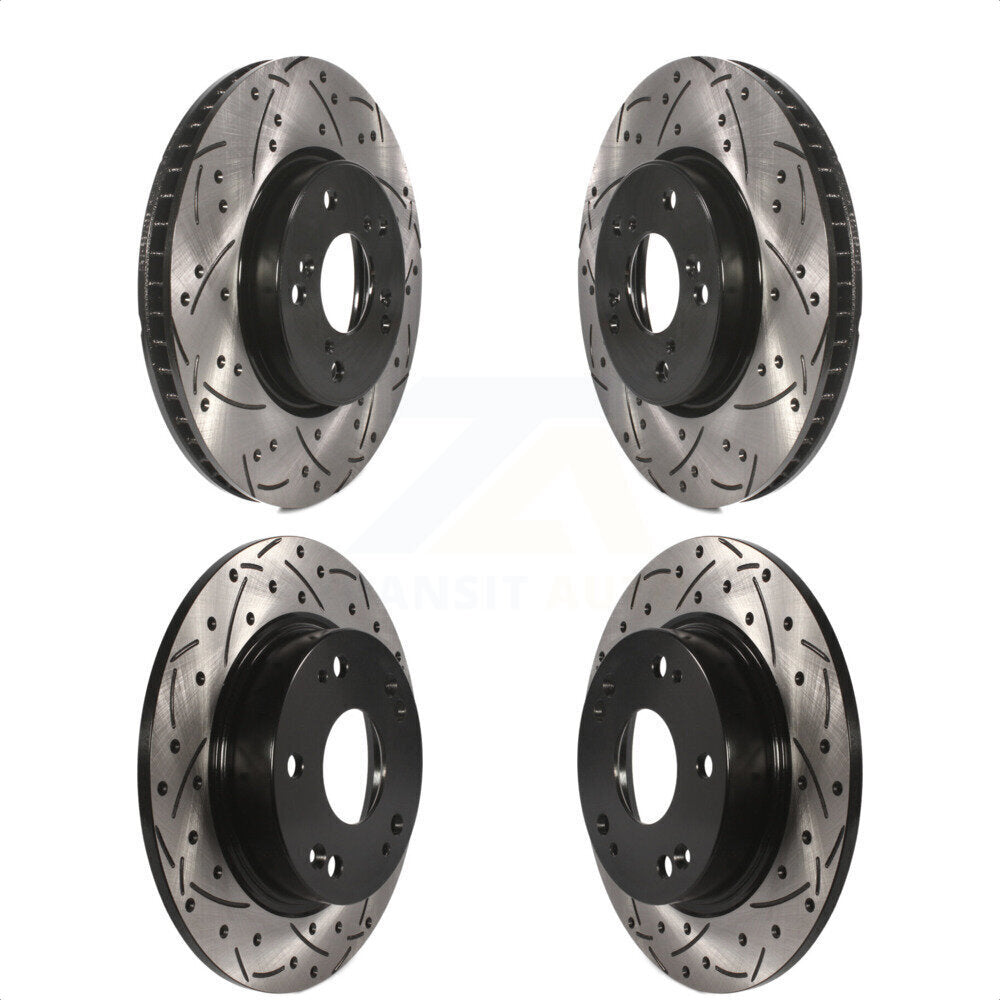[Avant + Arrière] Kit de disque (percé rainuré revêtu) de frein pour 2015 Honda Civic EX avec Coupe Manual transmission KD-100342 par DS-One