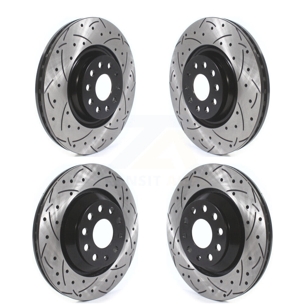 [Avant + Arrière] Kit de disque (percé rainuré revêtu) de frein pour Volkswagen GTI Audi Golf R S3 Q3 Arteon A3 Quattro KD-100381